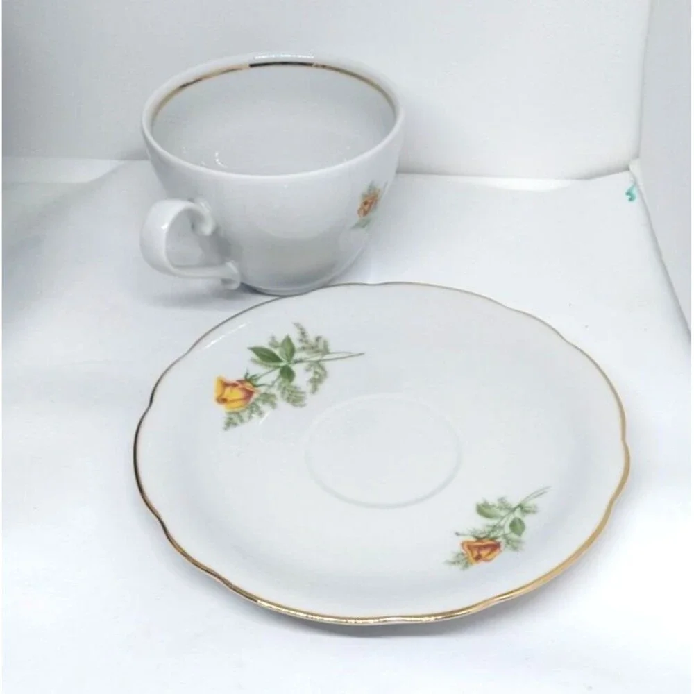 Vintage Kahla German Democratic Republic Demitasse Teacup & Saucer GDR Flowers